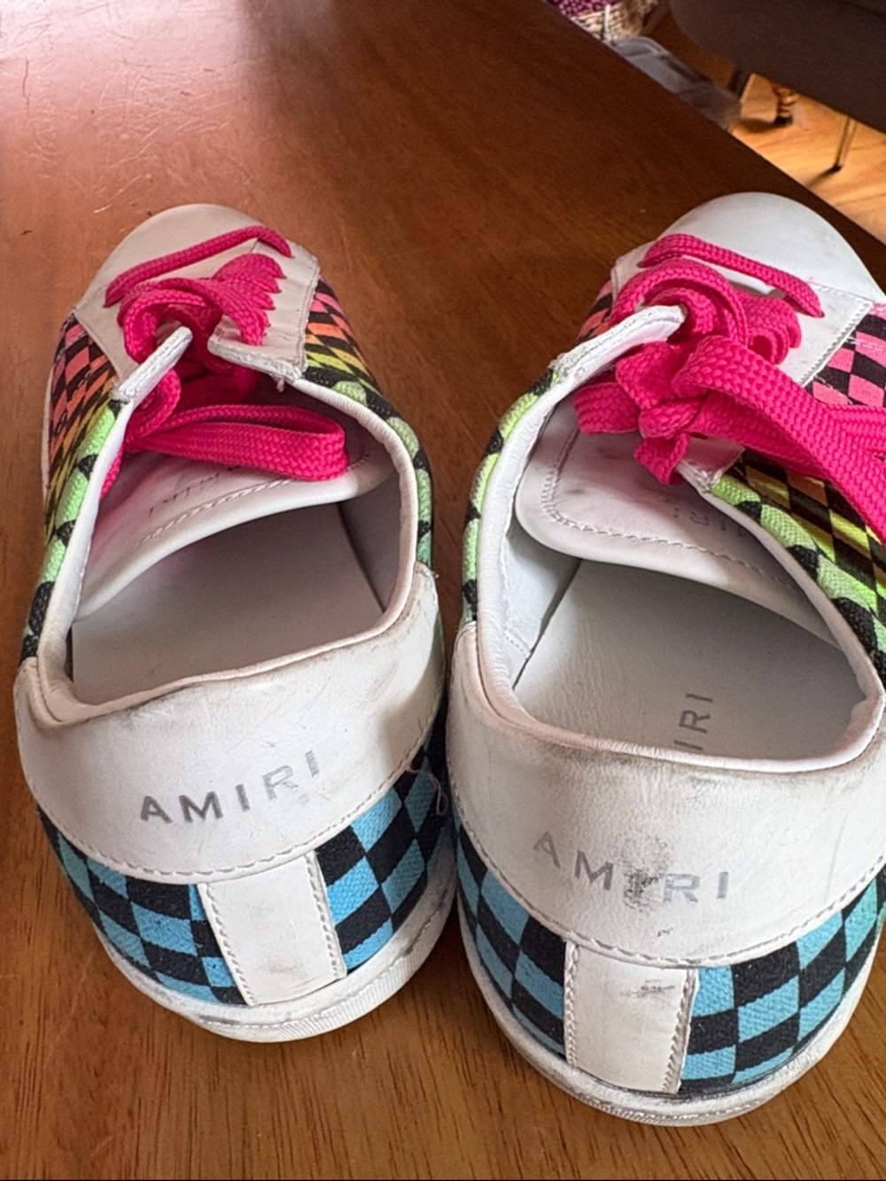 Amiri Viper Rainbow Checkered Leather Sneakers - Picture 5 of 6